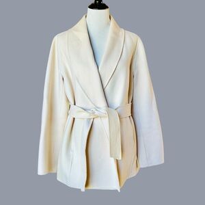 Sutton Studio wool and cashmere ivory wrap jacket sz 14